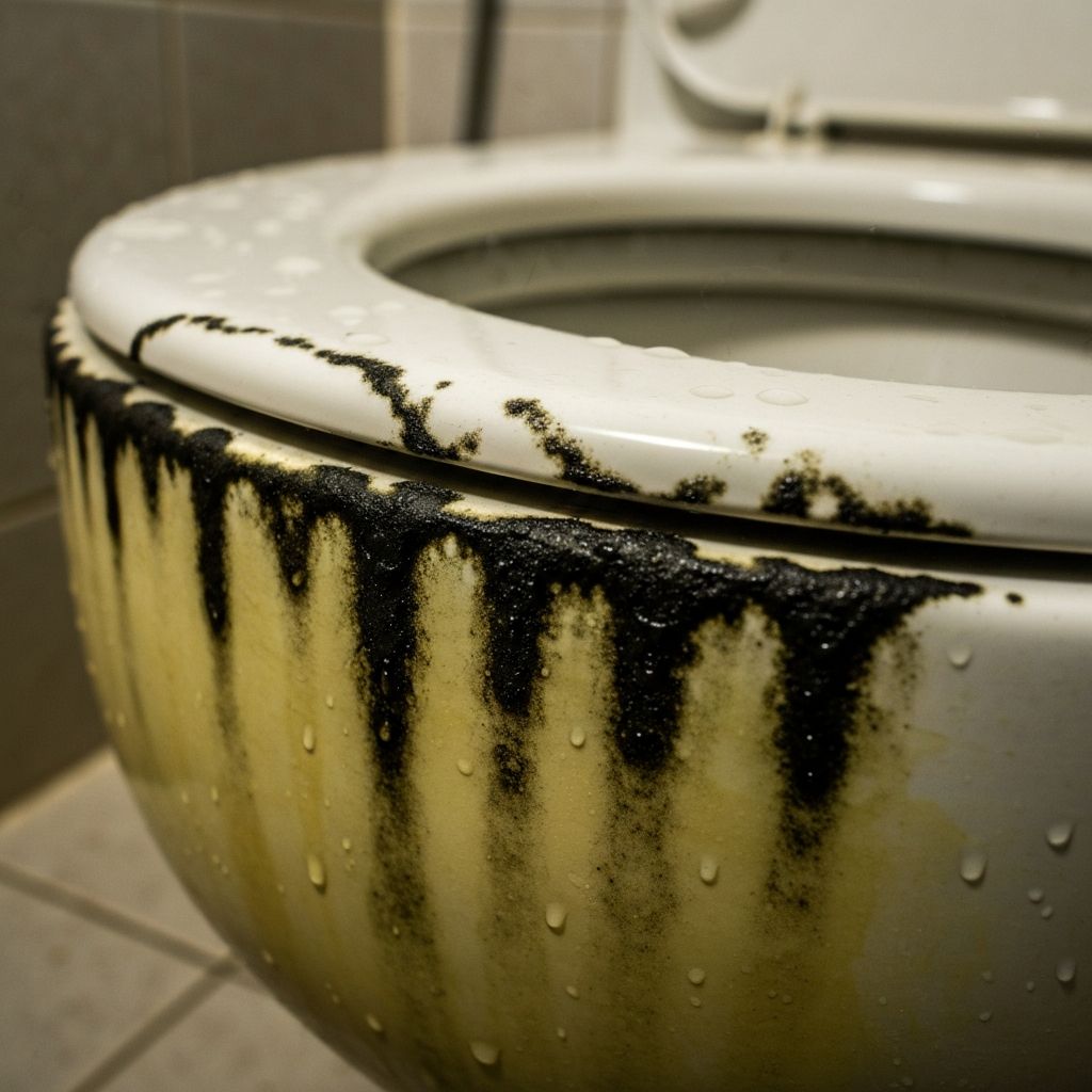 黒ずみが目立つ便器のフチ